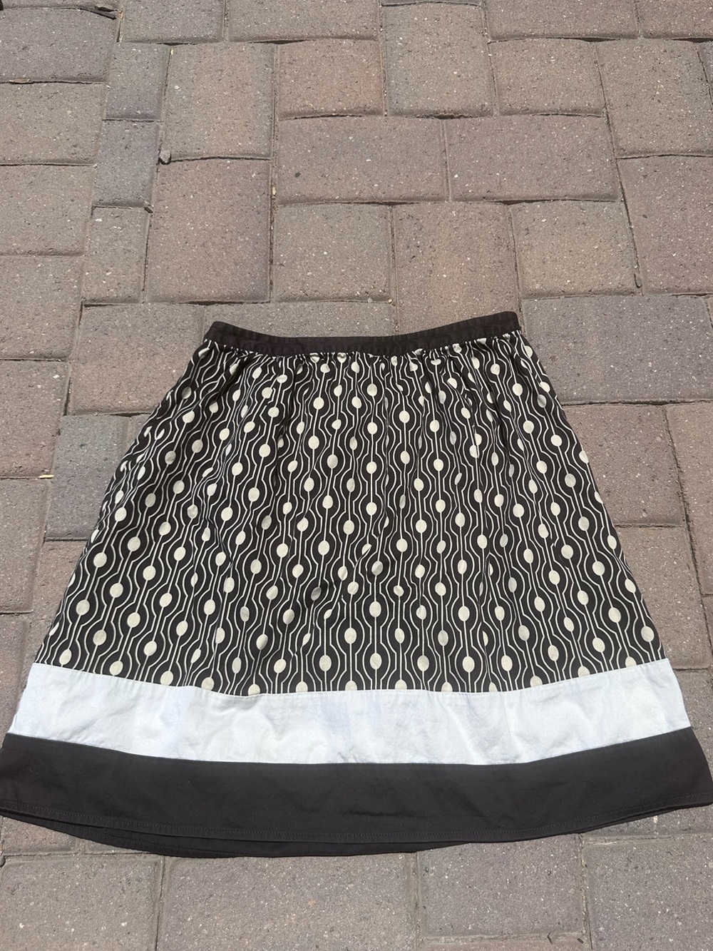 Talbots Brown and White Geo-Print Midi Skirt